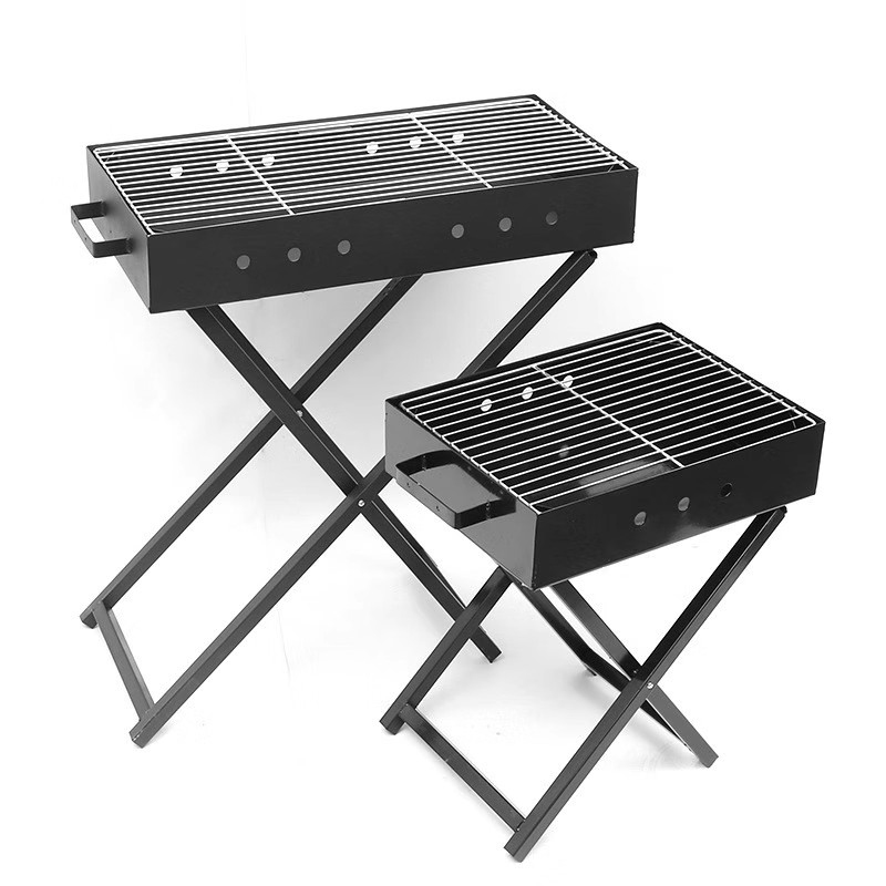Stainless steel lipat lipat panggangan barbekyu berbentuk x portabel
