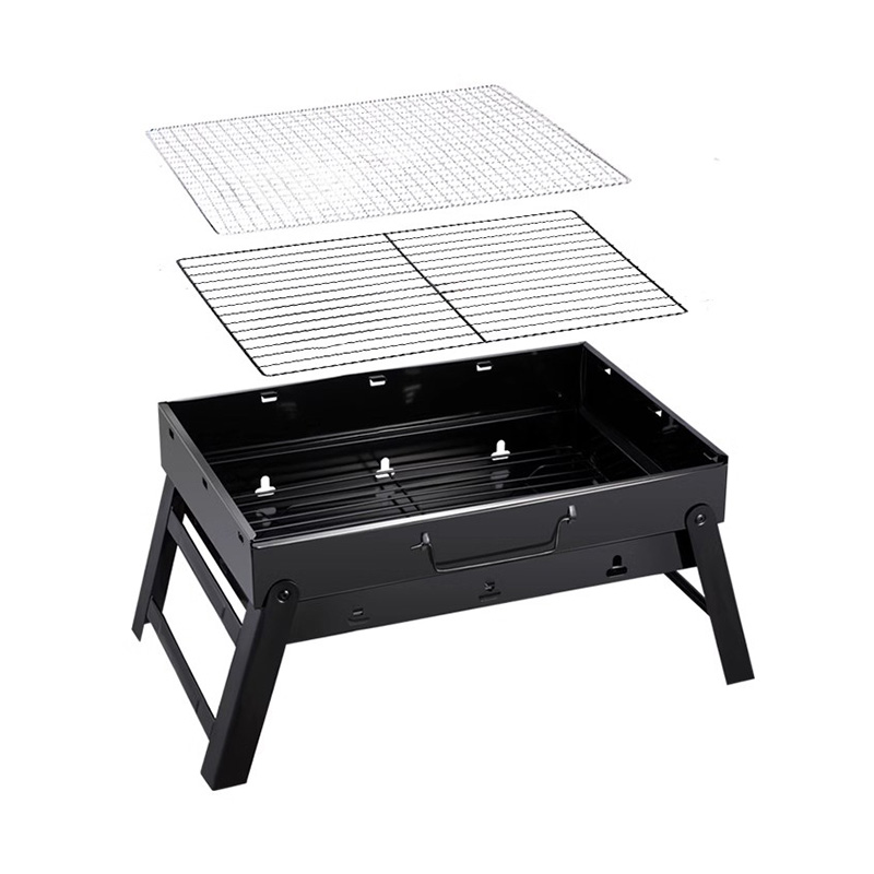 Stainless steel lipat lipat panggangan barbekyu berbentuk x portabel