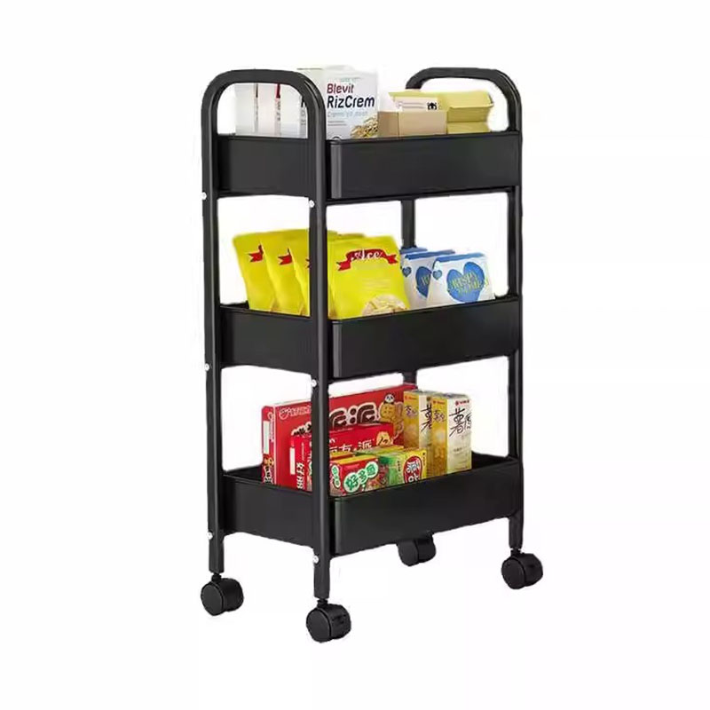 Lantai Multi-Tier Double Handle Mobile Trolley Shelf